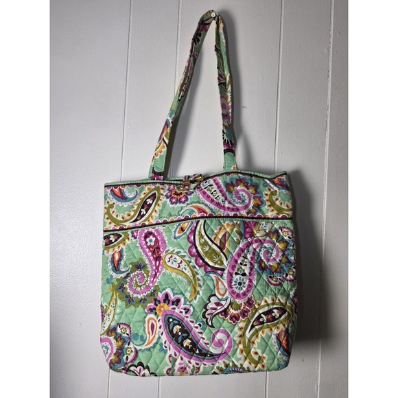 Vera Bradley Handbags - Vera Bradley Tutti Frutti Tote Green Pink Paisley Floral Print